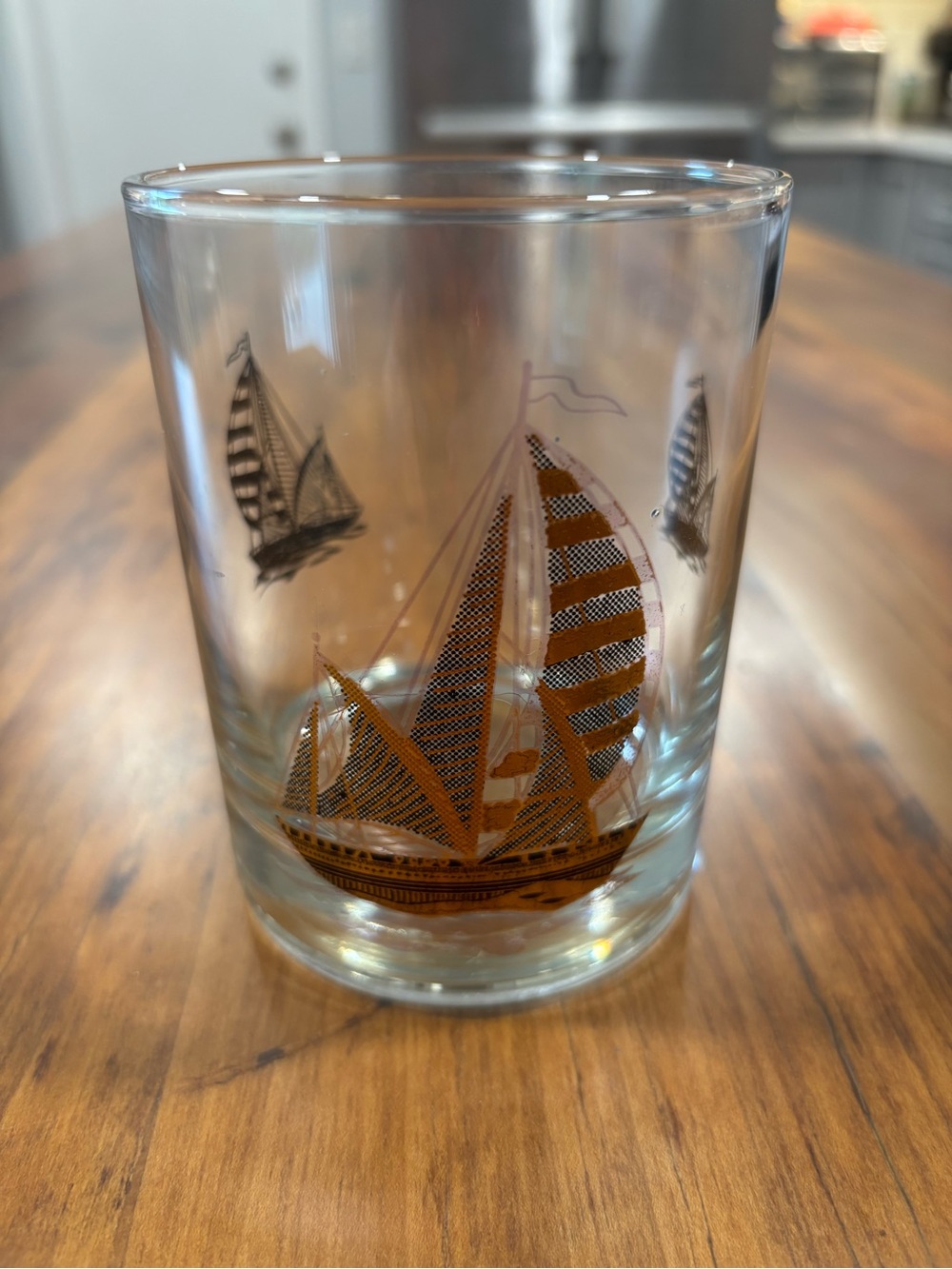 OTAGIRI Nautical Sailboat Old Fashion Rocks MCM Glass